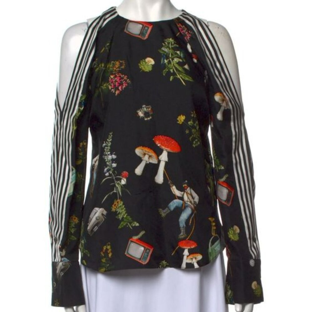 RARE! MONSE 'Climbing High' printed silk top